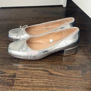 Silver metallic heeled, ballet flats, By A New Day